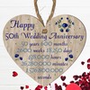 Pixie's Gift 50th Wedding Anniversary" Commemorative Wooden Heart Plaque –