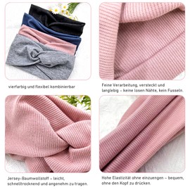 Lofez Women's Headband - Pack of 4 Soft & Elastic Cotton Headband - Wide Non-Slip Headband for Sports, Yoga, Fitness & Everyday Use