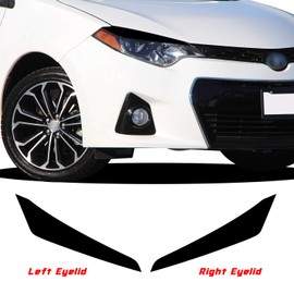 Headlight Eyelid Accent Vinyl Decal Overlay Wrap Trim Sticker Compatible with and Fits Toyota Corolla 2014 2015 2016 - Metallic Matte Chrome Black