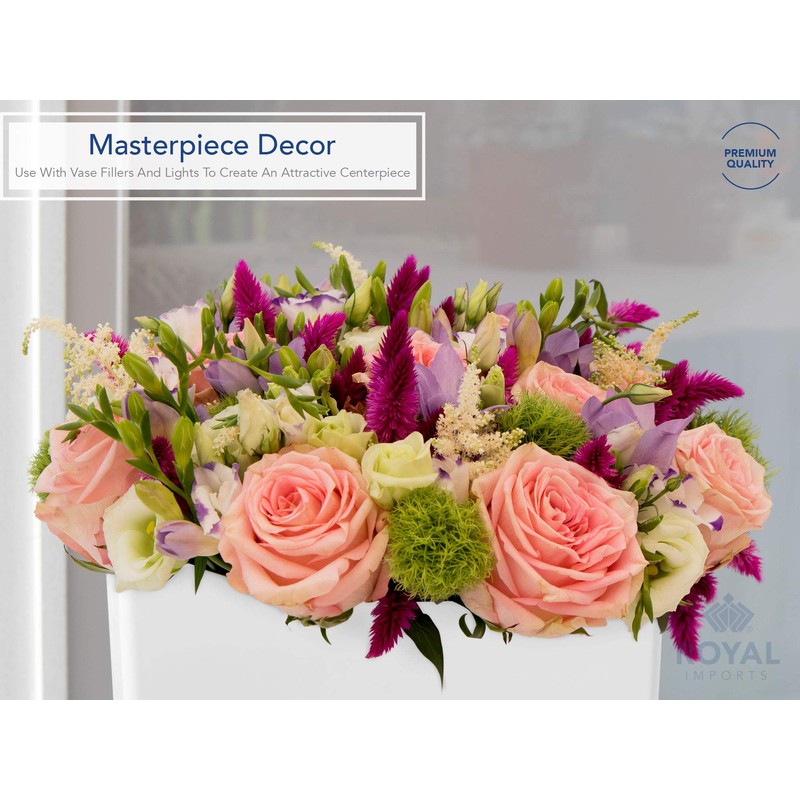 Royal Imports Florero acrílico Rectangular - Centro de Mesa Decorativo,