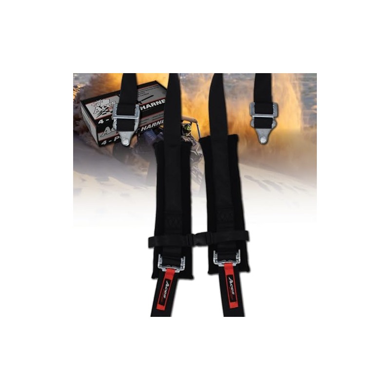 (Black) 4 Point Harness - 2 Inch Webbing and Padding