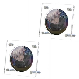 Letics Clear Acrylic Tin Badge Case, Pin Badge Display Stand, 1 Frame Type, 2.2 - 2.3 inches (56 - 58 mm) (Set of 2)