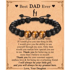 EFVISD Best Dad Ever Gifts for Dad, Cool Dad Gifts from Daughter, Beaded Bracelet for Dad -Birthday Christmas Valentine's Day Father's Day Gifts for Dad Men