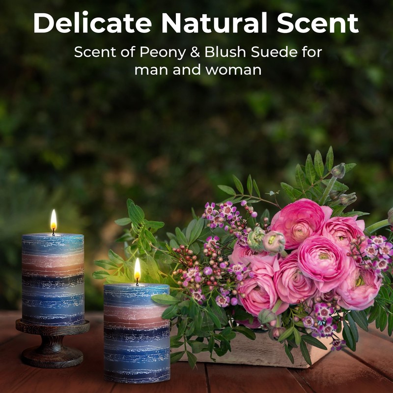 CraftyCrocodile Decorative Scented Pillar Candle - Handcrafted Navy Blue Candles