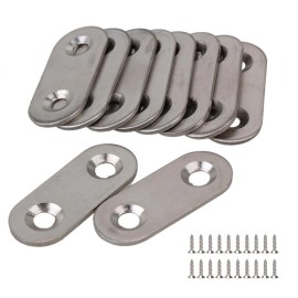 Rdexp 10Pcs Stainless Steel Flat Corner Brace Brackets Mending Plates