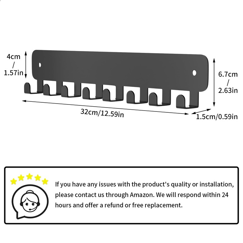pickpiff Key Holder Wall Mount, Adhesive Key Rack with 8