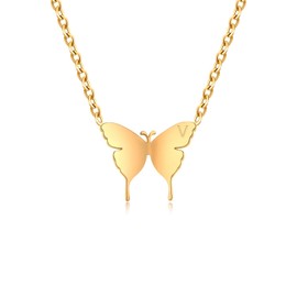 Chain Gold Women’s Necklace, Gold Plated Chain, Butterfly with Letters Pendant, High Quality Stainless Steel Chain for Women, Girls, Stainless Steel