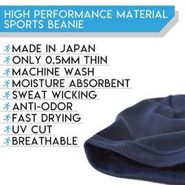 CHARM Mens Running Sports Beanie - Gym Caps Sweat Wicking Bike Hat Helmet Liner Navy