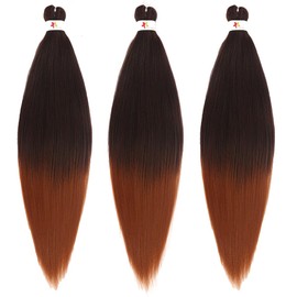 Pre-Stretched Braiding hair 26 Inch 3 Pack High Temperature Synthetic Extensions for Box Braids and Twists Wedding Makeup Styling (T4/30, 26inch)