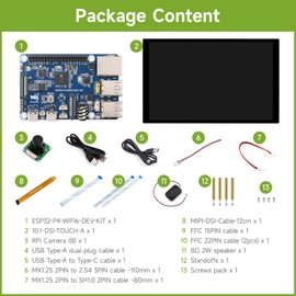 Waveshare ESP32-P4-WIFI6-DEV-KIT High-Performance Development Board, Based on ESP32-P4 & ESP32-C6, Supports Wi-Fi 6, Bluetooth 5 & BLE 5, Bundle with Board, 10.1 inch Screen