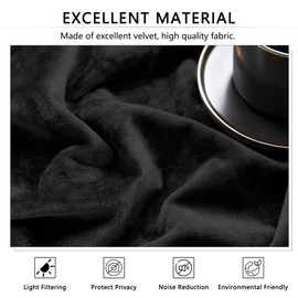 SNITIE Black Crushed Velvet Curtains 52" x 96" Luxurious Thermal Insulation Soundproofing and Light Filtering Window Treatments Ideal for Living Room Bedroom Office - Set of 2 Panels