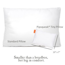 Pipsqueak Microfiber Pillow - Small, Mini, Tiny - 11 x 7 in - Perfect for Travel, Cars, Airplanes, Camping, Dogs, Toddlers, Kids, Lumbar, Knees and Neck - Ages 2 Yrs and Up
