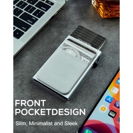 ZOVYRON Slim Pop Up Wallet Card Holder with Money Pocket,Minimalist Wallet for Men RFID Blocking Smart Wallet Metal Card Case