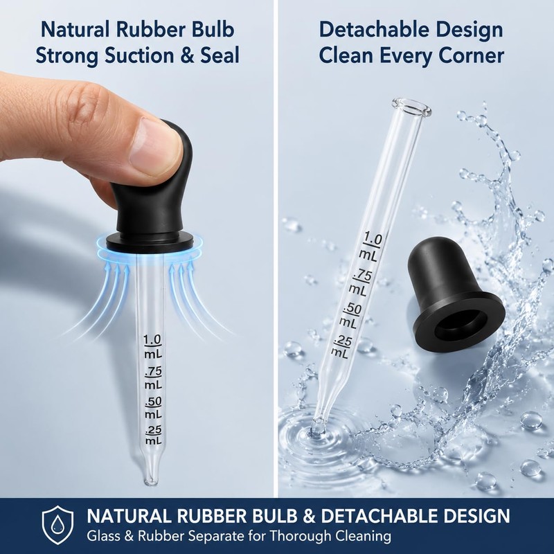 10 Pack Glass Eye Dropper, 1 ml Pipette Dropper with