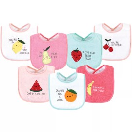 Hudson Baby Cotton Terry Drooler Bibs with Fiber Filling, Fruits, One Size