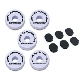 Cympad Chromatics Cymbal Felt Set 40 mm 5 Pieces White with Keepdrum Fur Damper Pads