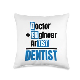 Orthodontist Doctor & Dental Hygienist Designs Doctor Engineer, Tooth Dental Dentists Throw Pillow, 16x16, Multicolor