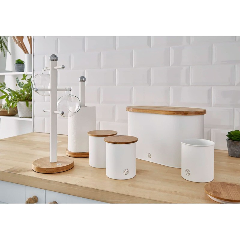 Swan SWKA17511WHTN Nordic Scandi Towel Pole/Kitchen Roll holder with Non-slip