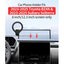 MaserWeller Car Phone Holder for Toyota BZ4X 2023-2025 / Subaru Solterra 2023 2024 2025 Accessories 8/12.3-Inch Screen Fixed Clip, 360° Rotation Phone Mount Compatible with MagSafe, Cell Phone Holder