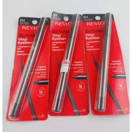 Revlon 3 PACK REVLON VINYL EYELINER SMOOTH GLIDING GEL PENCIL 864 FORCE OF STEEL