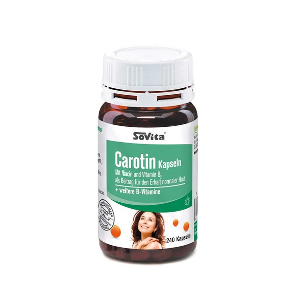 sovita Carotene Capsules with Niacin and Vitamin B2 as a Contribution to the Maintenance of Normal Skin Dietary Supplement 240 Capsules