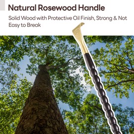 Tomorotec 17.5" Long Rosewood & Brass Back Scratcher for Men & Women, Handmade Itch Relief Back Massager with Smooth Polished Finish, Extended Reach for Hard-to-Reach Areas, Natural Wood Grain (Black)