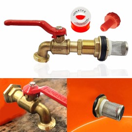 Rain Barrel Spigot kit, Brass Outdoor Faucets, Water Spigot-Include Filter,Bulkhead Fitting and Washers-for Rain Water Barrel, Water Tanks,Tubs,Pools etc