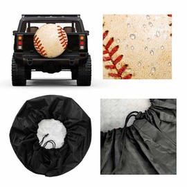 MIYASANG Baseball Spare Tire Cover Old Leather Worn Sport Ball Red Lines Texture Weatherproof Universal Wheel Protectors Camper Tire Covers for Trailer Rv Travel(17 inch)
