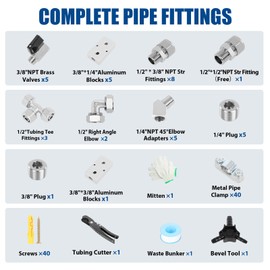 Shop Air Line Kit, Compressed Air Line Kit 1/2”×100FT, Air Line Kit, Shop Air Compressor, HDPE-Aluminum-HDPE Piping, Leak-Proof, for Air Compressor Fittings, Suitable for Shop, Factories, Garages