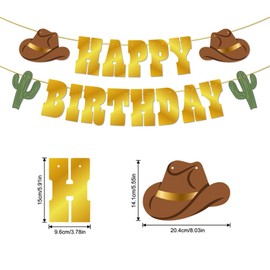 GOTPASS Western Happy Birthday Banner Western Cowboy Theme Birthday Supplies for Birthday Wedding Cowgirl Backdrop Decorations