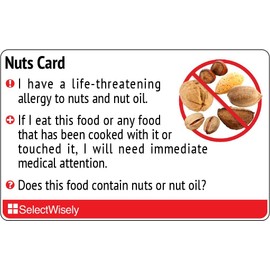 Nut Allergy Translation Card (2 Pack) - Translated in Swedish or Any of 54 Languages