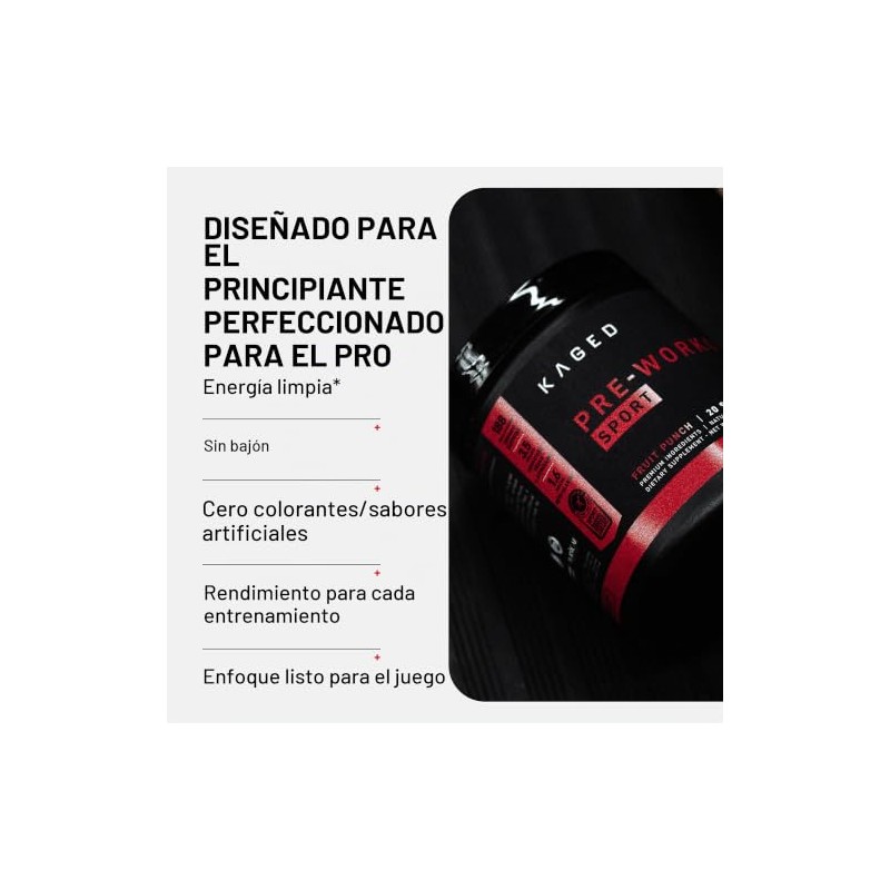 Kaged Polvo Deportivo Pre-entrenamiento para Hombres y Mujeres