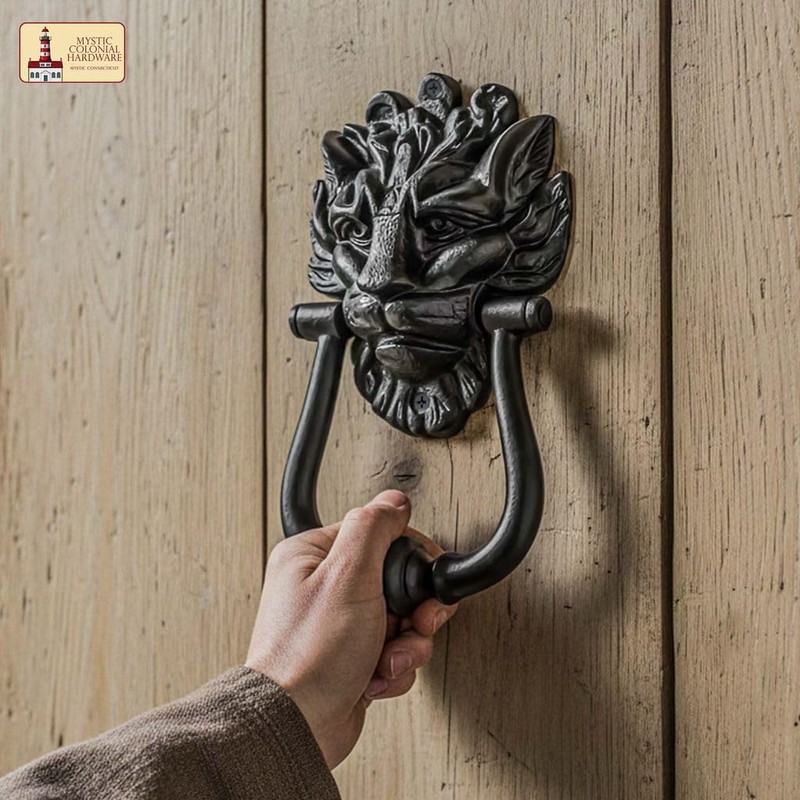 SaKeGa Mystic Colonial Medieval Cast Iron Lion Head Door Knocker