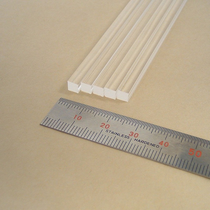 Acrylic Square Bar (0.2 inch (4 mm), Pack of 5,