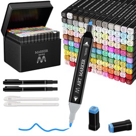 Spriak Alcohol Markers Set, 100 Colors Dual Tip Art Markers for Kids Adult Coloring, Sketching Drawing Permanent Coloring Markers, Alcohol Based Markers Artist Pens With Carry Case (100)