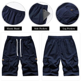 Msmsse Women's Hiking Knee Length Shorts Summer Casual Cargo Drawstring Cotton Shorts for Women Dark Blue XL