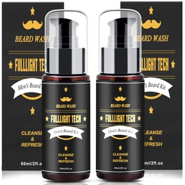 FULLLIGHT TECH Men's 2 Pack Beard Care Kit - Argan Oil & Jojoba Oils Shampoo, Rosemary Extract for Clean, Moisturizing and Nourishing Mustache & Beard Growth