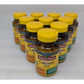 Nature Made Calcium with Vitamin D3 500 mg 130 Tablets - 10 Bottles Exp 04/2026