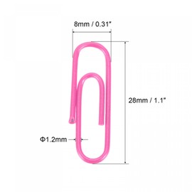 sourcing map Paper Clips Small Size 1.1 Inch Vinyl Coated to Prevent Tearing Pages with Box for Organize Office Home Pink Count 200