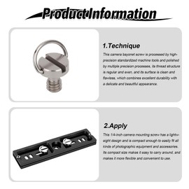 1/4 Inch Screw, Pack of 4 Inch Screws Made of Aluminium Quick Release Screw for Camera Tripod Photo Accessories 10 mm Metal Look Rustproof Easy Installation Thanks to Precision Thread