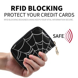 NCRJCZQL Spider Web RFID Credit Card Holder Wallets Accordion for Women Leather Zipper Card Case Accordion Wallet for Ladies Girls