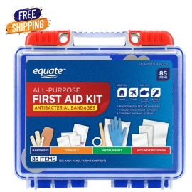 Equate On-the-Go First Aid Kit - Home, Travel, Office, Auto, School, 85 Pieces