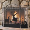 ‌POWLAB 50" X 36'' Fireplace Screen - 3-Panel Wrought Iron