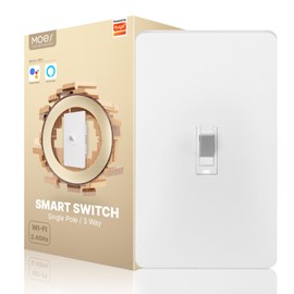 MOES New Generation Smart Toggle Switch, Single Pole & 3 Way Light Switch 2.4G WiFi, ON/Off Style, Neutral Wire Required, Smart Life APP Remote Control, Work with Alexa/Google Assistant