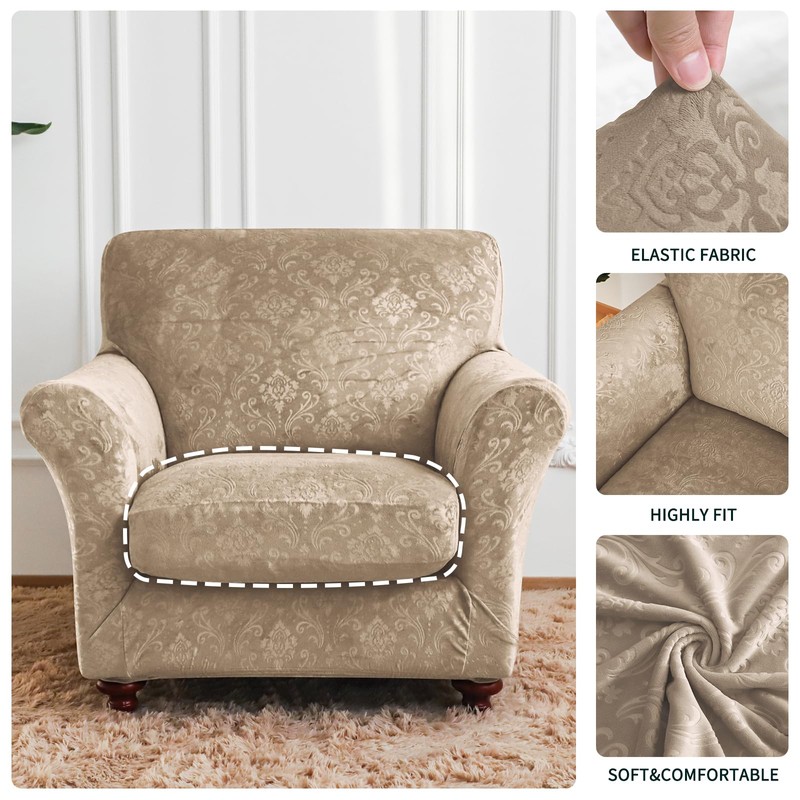 EVOLLER 2 Pieces Armchair Slipcover with Separate Chair Cushion Cover