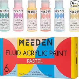 MEEDEN Fluid Pastel Acrylic Paint Set, 24-Color Set (2 oz, 60 ml), Vibrant, Rich Pigments, Non-Toxic High Flow Art Paints springtok - Color: Pastel