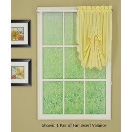 Today's Curtain Orleans Fan Insert Tambour Scallop Edge Curtain, Buttercup, 30" W X 40" L