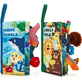 Baby Cloth Books Set – 2 PCS Crinkle Sensory Touch & Feel Books for Babies 0–12 Months, Infant Tummy Time Toys