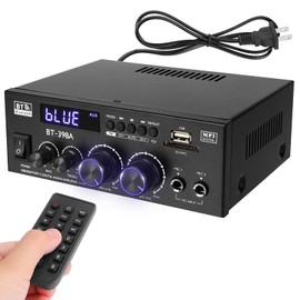 Bluetooth Amplifier 5.0 HiFi Stereo Amplifier Receiver 2.0 Channel 2X60W Mini Amp Small Home Audio Amplifier Bass Treble Control FM/USB/SD/MIC/Optical Fiber/Coaxial Input for Speakers