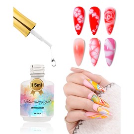 Nail Blooming Gel Glue Polish-15ml Soak Off UV LED Clear Blooming Structure Gel Polish for Spreading Effect Marble Stone Watercolor Floral Print Gel Polish DIY Art Design, with Any Colors Gel Polish